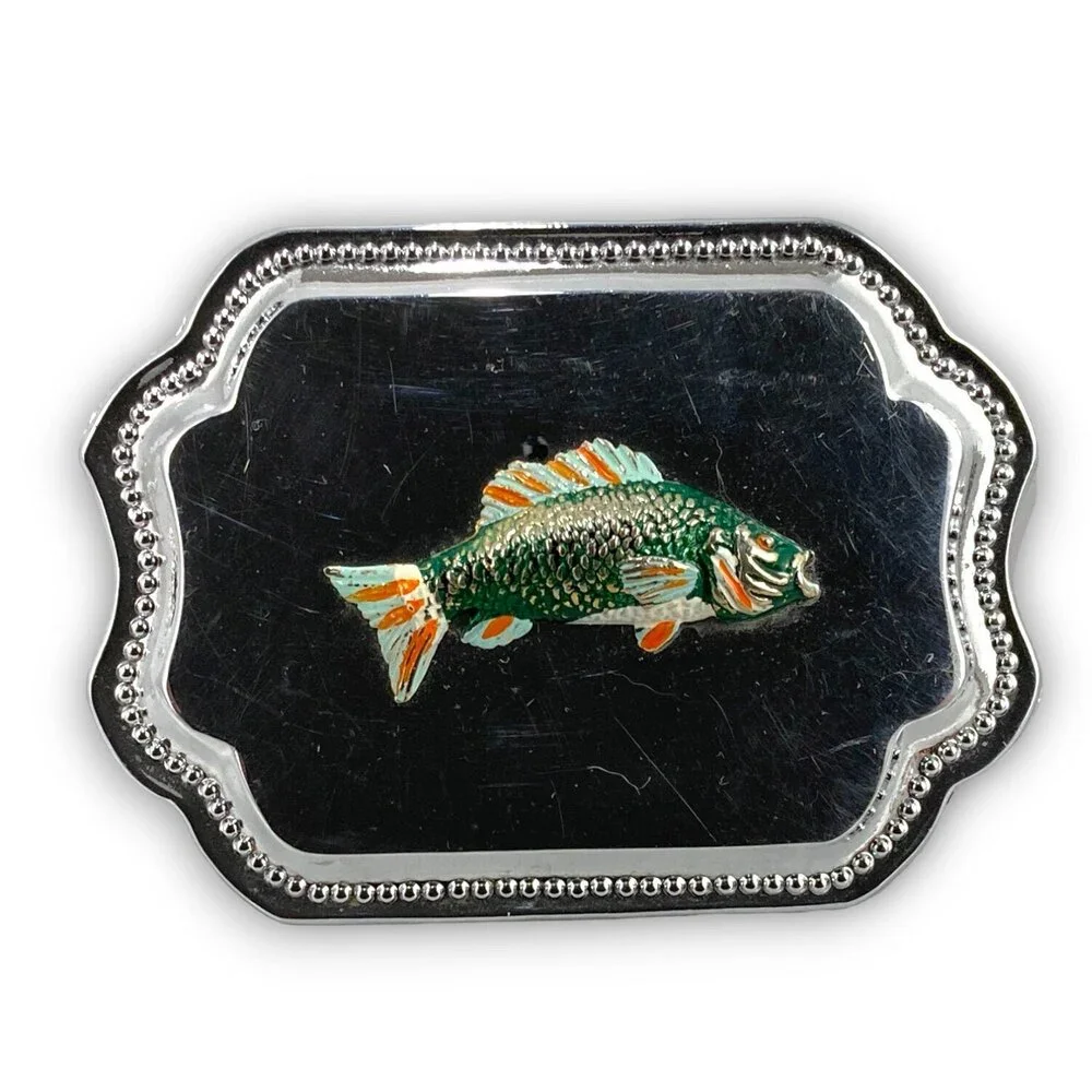 Vintage Belt Buckle Bass Fish‎ Fishing Smooth Mirror-Like Finish Western Gift